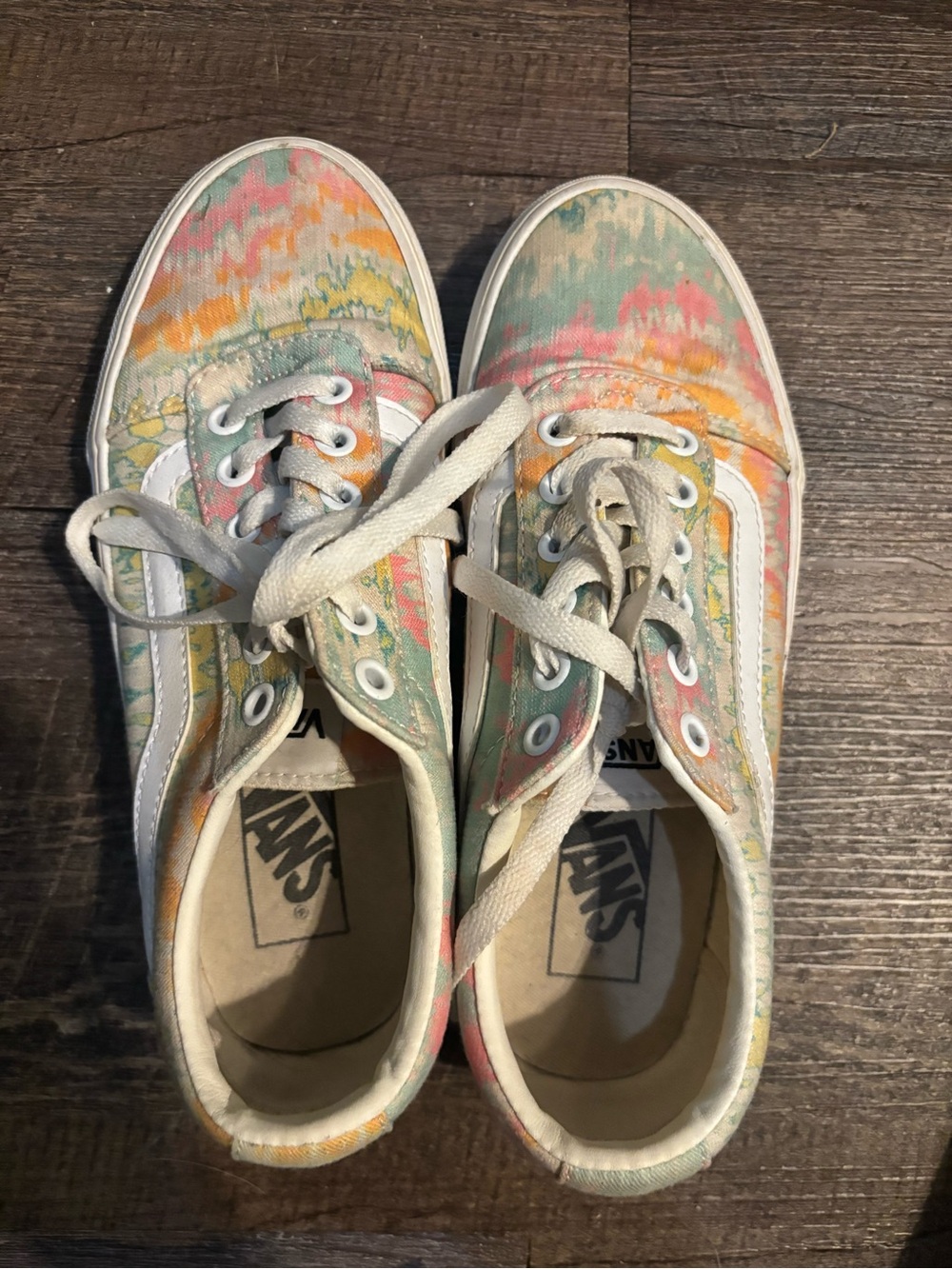 Vans Women's Pastel Tie-Dye Low Top Sneakers - Mint, Pink, Yellow, Cream